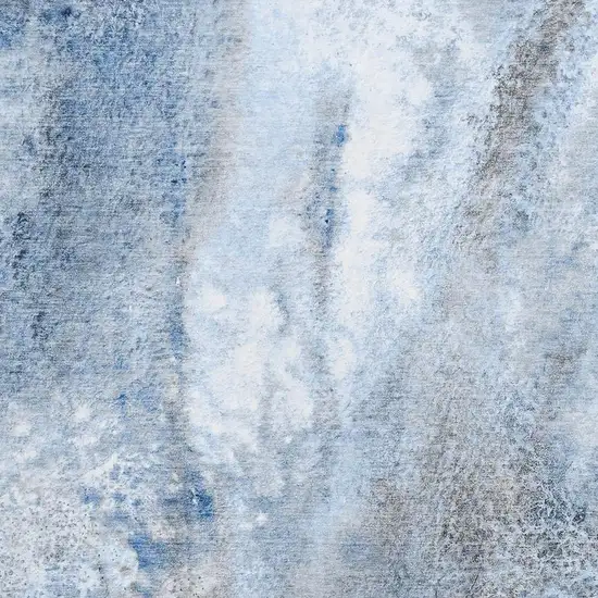 Navy Blue And Ivory Abstract Washable Area Rug With UV Protection Photo 8