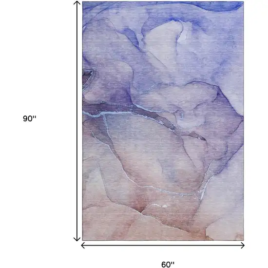 Navy Blue And Ivory Abstract Washable Area Rug With UV Protection Photo 3