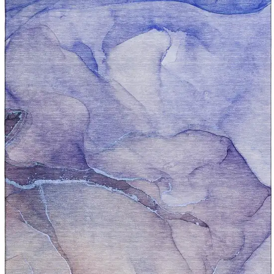 Navy Blue And Ivory Abstract Washable Area Rug With UV Protection Photo 3