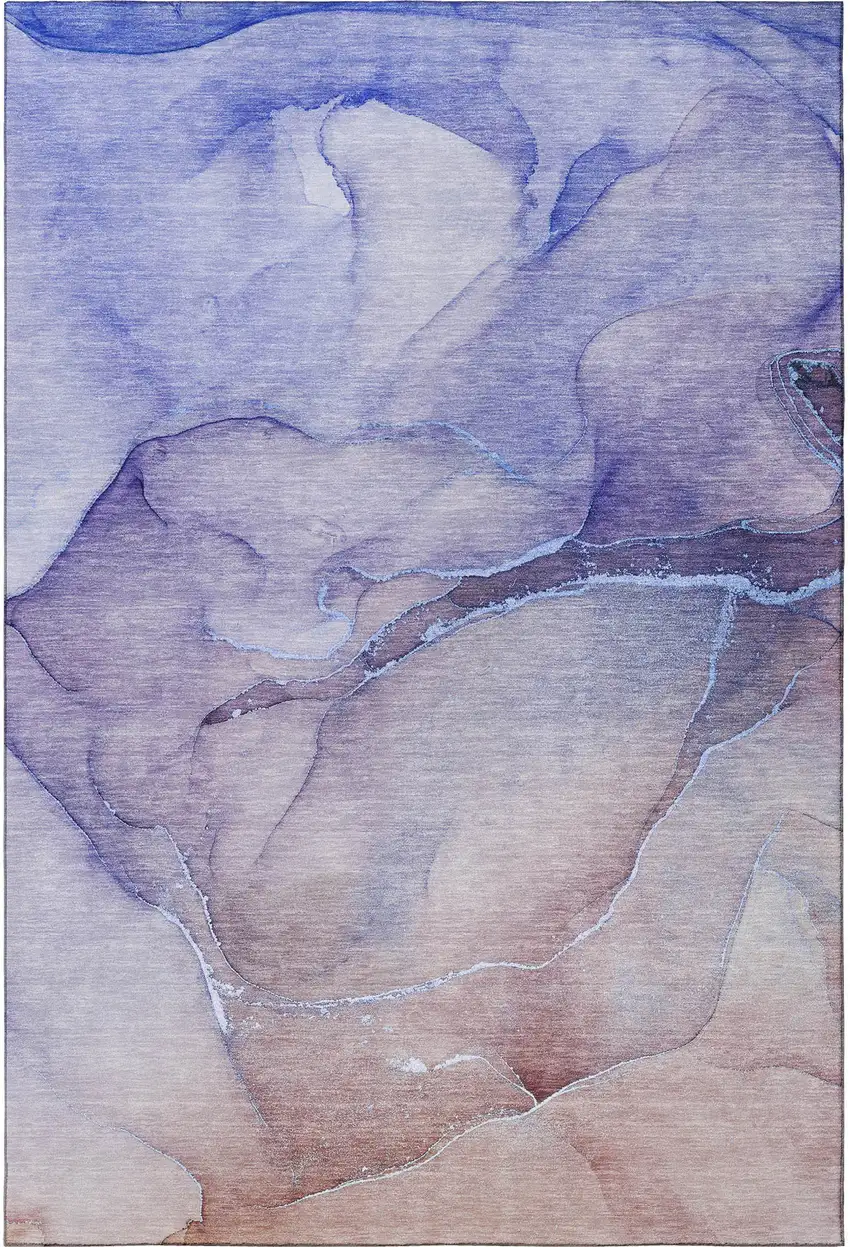 Navy Blue And Ivory Abstract Washable Area Rug With UV Protection Photo 4