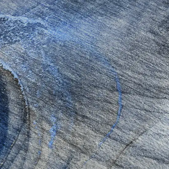 Navy Blue And Ivory Abstract Washable Area Rug With UV Protection Photo 9