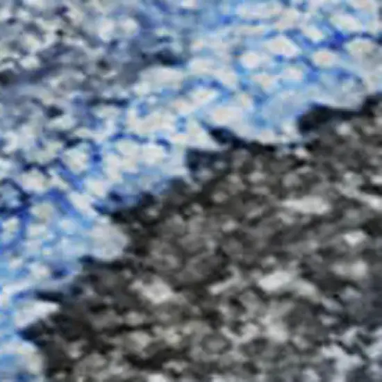 Navy Blue And Ivory Abstract Washable Area Rug With UV Protection Photo 4