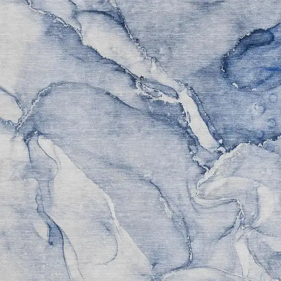 Navy Blue And Ivory Abstract Washable Area Rug With UV Protection Photo 3