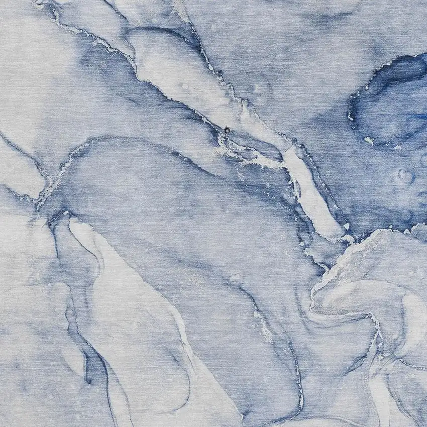 Navy Blue And Ivory Abstract Washable Area Rug With UV Protection Photo 3