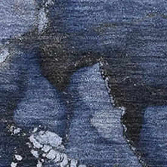 Navy Blue And Ivory Abstract Washable Area Rug With UV Protection Photo 8