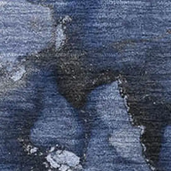 Navy Blue And Ivory Abstract Washable Area Rug With UV Protection Photo 3