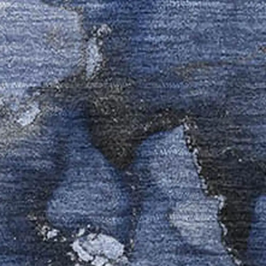 Navy Blue And Ivory Abstract Washable Area Rug With UV Protection Photo 3