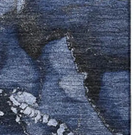 Navy Blue And Ivory Abstract Washable Area Rug With UV Protection Photo 3