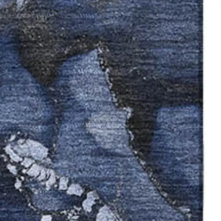 Navy Blue And Ivory Abstract Washable Area Rug With UV Protection Photo 9