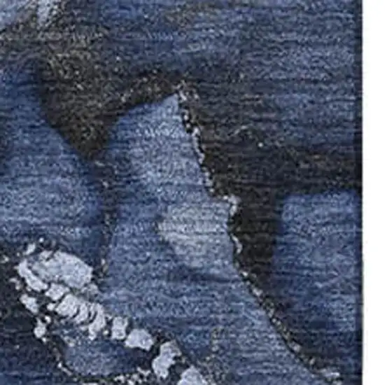 Navy Blue And Ivory Abstract Washable Area Rug With UV Protection Photo 3