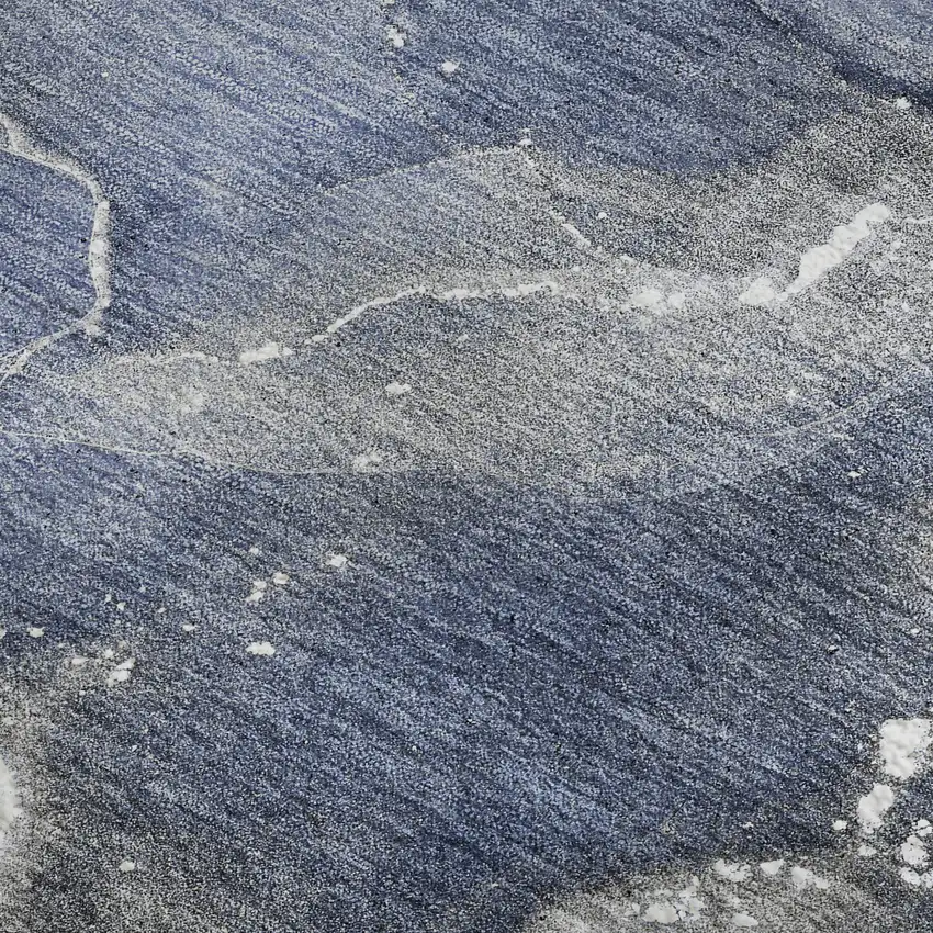 Navy Blue And Ivory Abstract Washable Area Rug With UV Protection Photo 8