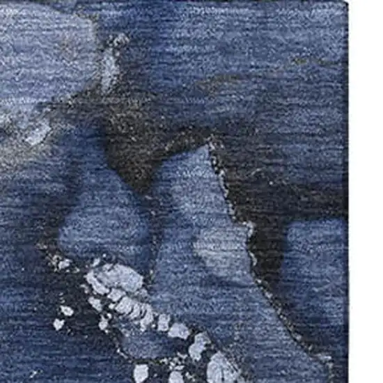 Navy Blue And Ivory Abstract Washable Area Rug With UV Protection Photo 8