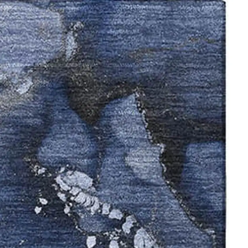 Navy Blue And Ivory Abstract Washable Area Rug With UV Protection Photo 8