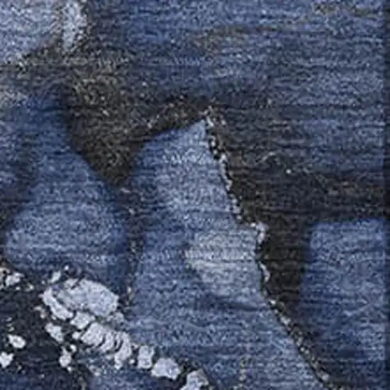 Navy Blue And Ivory Abstract Washable Area Rug With UV Protection Photo 8