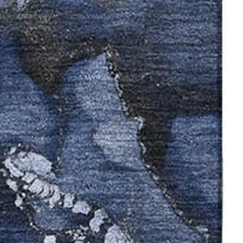 Navy Blue And Ivory Abstract Washable Area Rug With UV Protection Photo 3