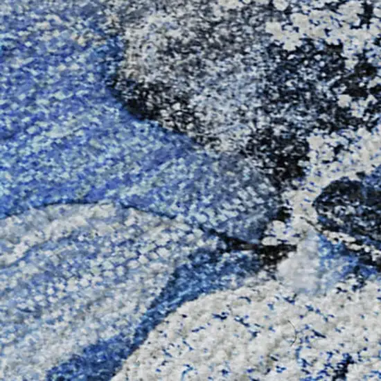 Navy Blue And Ivory Abstract Washable Area Rug With UV Protection Photo 8