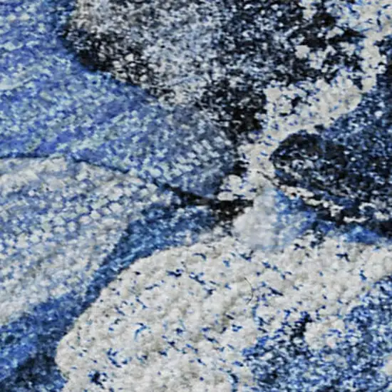 Navy Blue And Ivory Abstract Washable Area Rug With UV Protection Photo 3