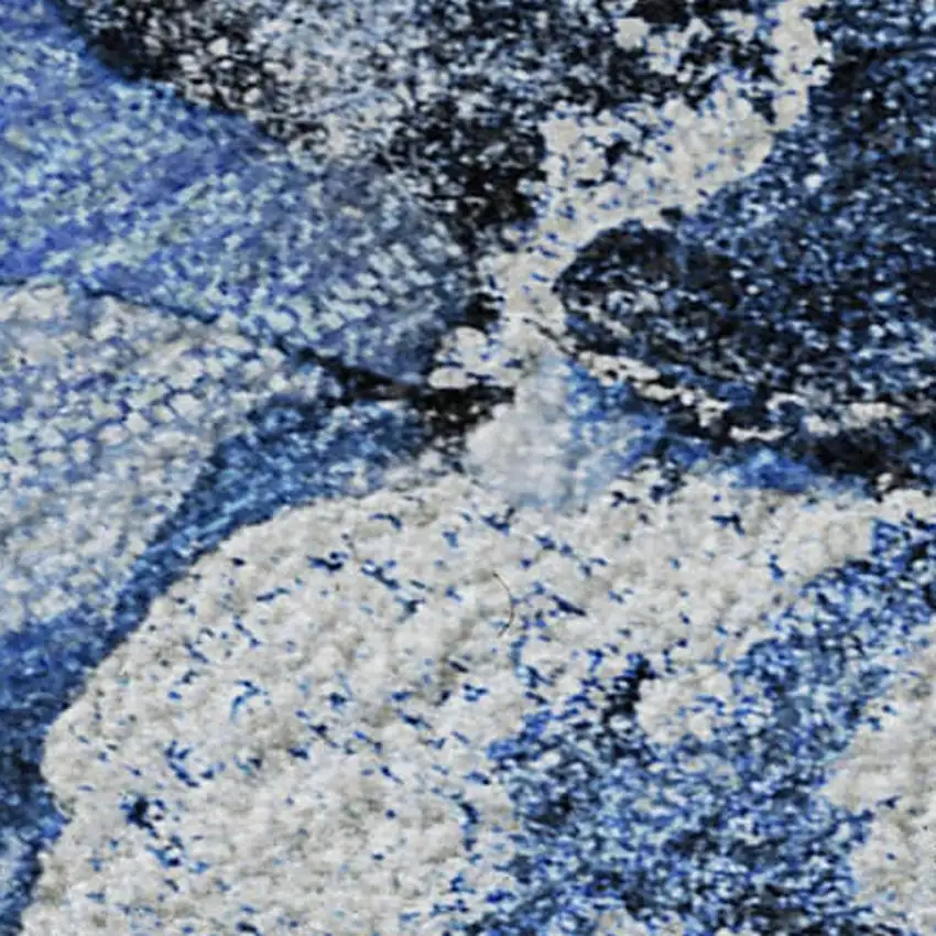 Navy Blue And Ivory Abstract Washable Area Rug With UV Protection Photo 3