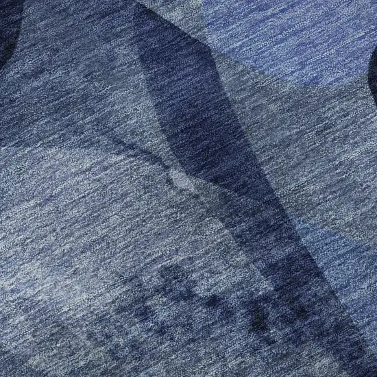 Navy Blue And Ivory Abstract Washable Area Rug With UV Protection Photo 8