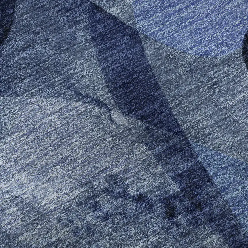 Navy Blue And Ivory Abstract Washable Area Rug With UV Protection Photo 8