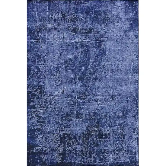Navy Blue And Ivory Abstract Washable Area Rug With UV Protection Photo 3
