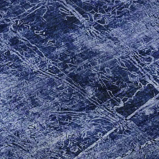 Navy Blue And Ivory Abstract Washable Area Rug With UV Protection Photo 9