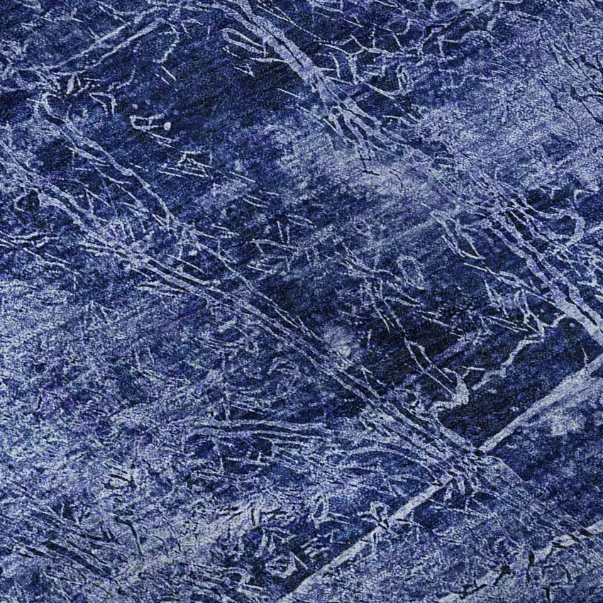 Navy Blue And Ivory Abstract Washable Area Rug With UV Protection Photo 9