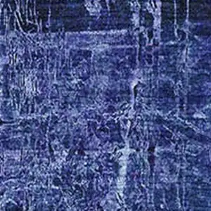 Photo of Navy Blue And Ivory Abstract Washable Area Rug With UV Protection