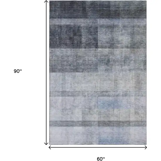 Navy Blue And Ivory Abstract Washable Area Rug With UV Protection Photo 3