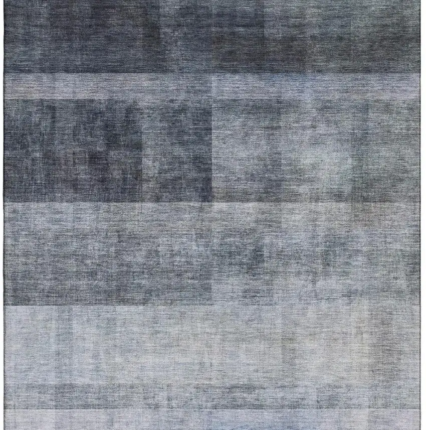 Navy Blue And Ivory Abstract Washable Area Rug With UV Protection Photo 3