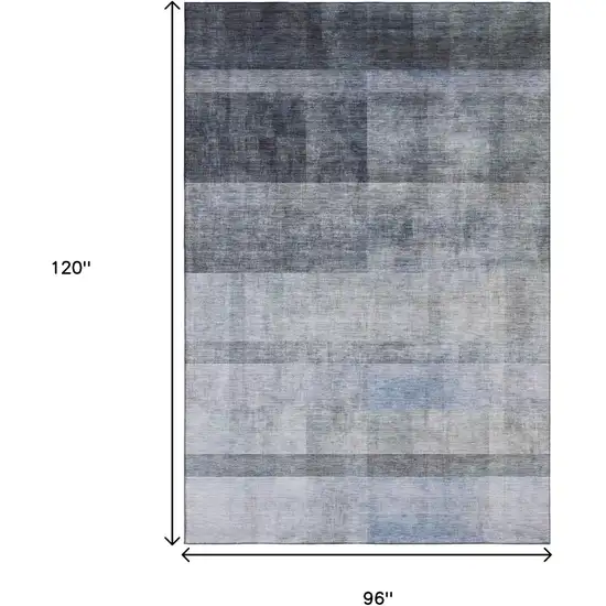 Navy Blue And Ivory Abstract Washable Area Rug With UV Protection Photo 6