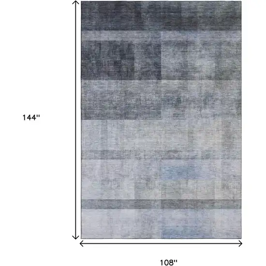 Navy Blue And Ivory Abstract Washable Area Rug With UV Protection Photo 3