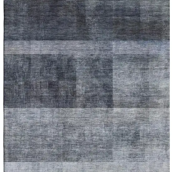 Navy Blue And Ivory Abstract Washable Area Rug With UV Protection Photo 3