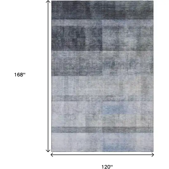 Navy Blue And Ivory Abstract Washable Area Rug With UV Protection Photo 3