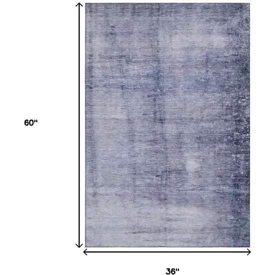 Navy Blue And Ivory Abstract Washable Area Rug With UV Protection Photo 5