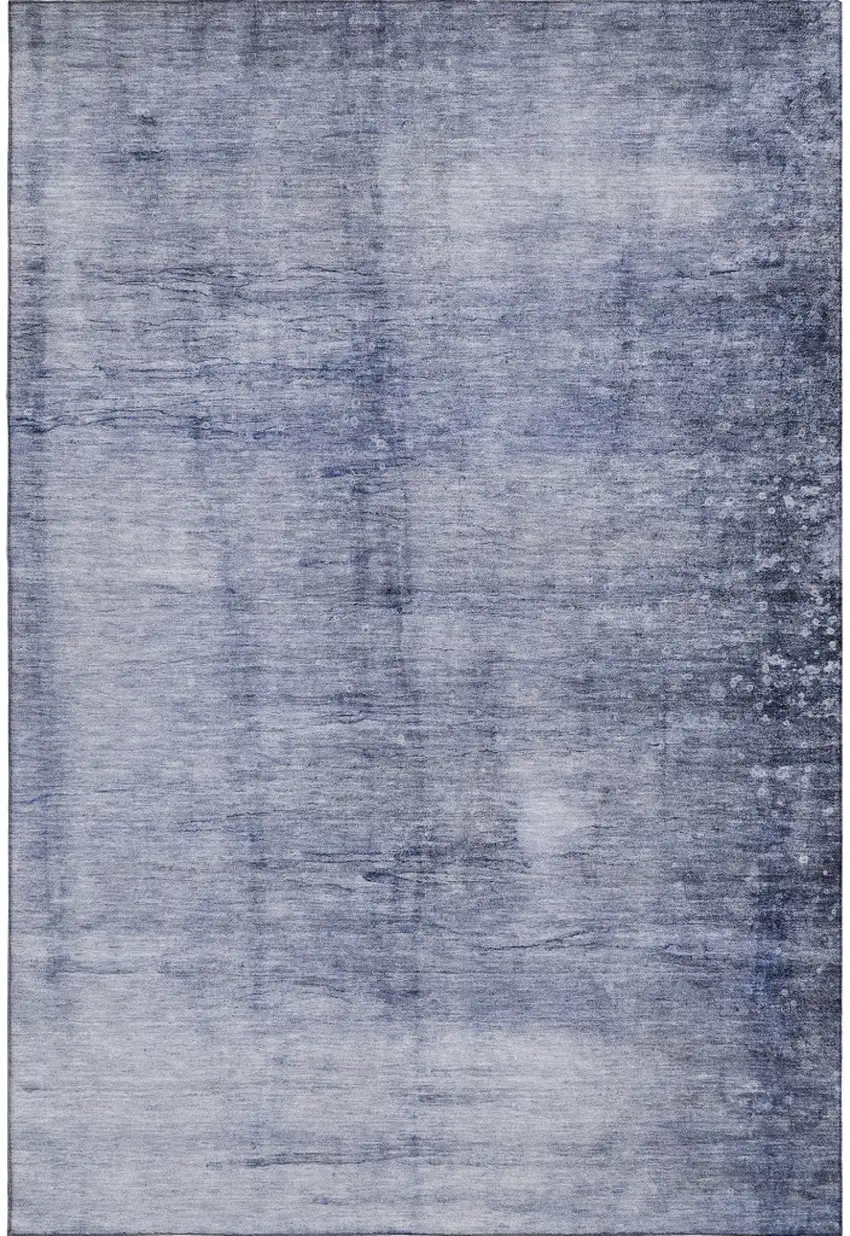 Navy Blue And Ivory Abstract Washable Area Rug With UV Protection Photo 1