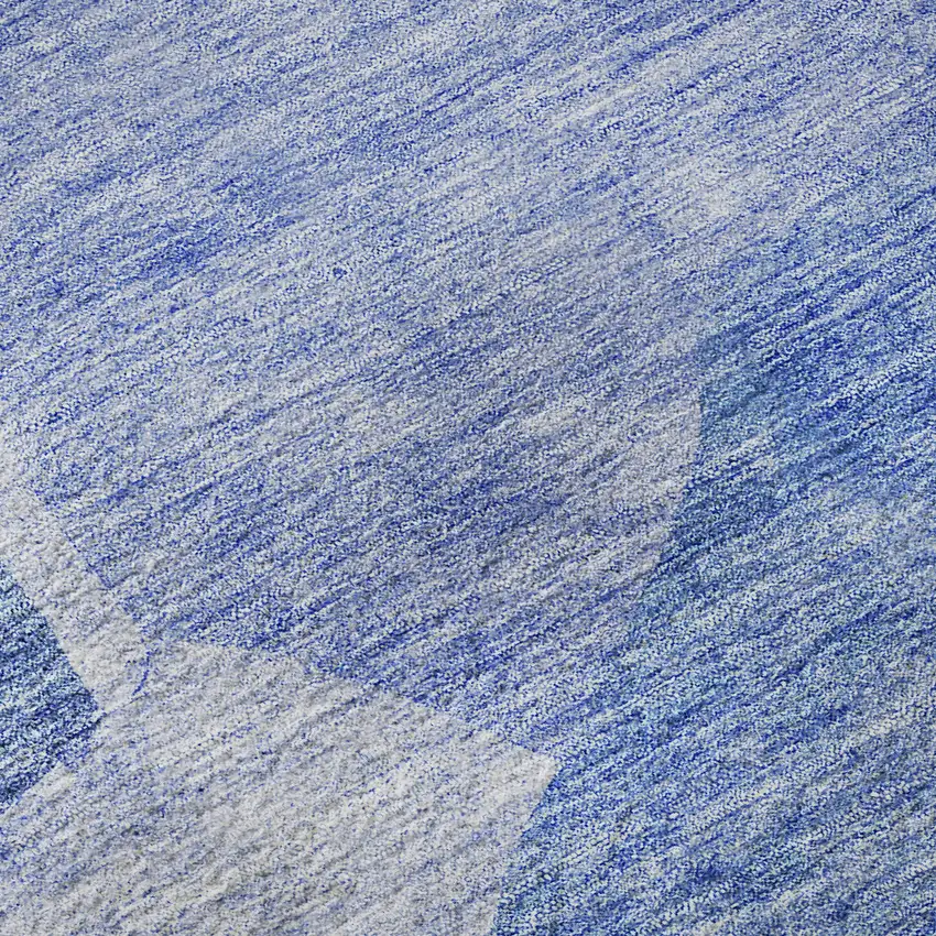 Navy Blue And Ivory Abstract Washable Area Rug With UV Protection Photo 8