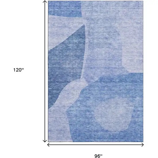 Navy Blue And Ivory Abstract Washable Area Rug With UV Protection Photo 9