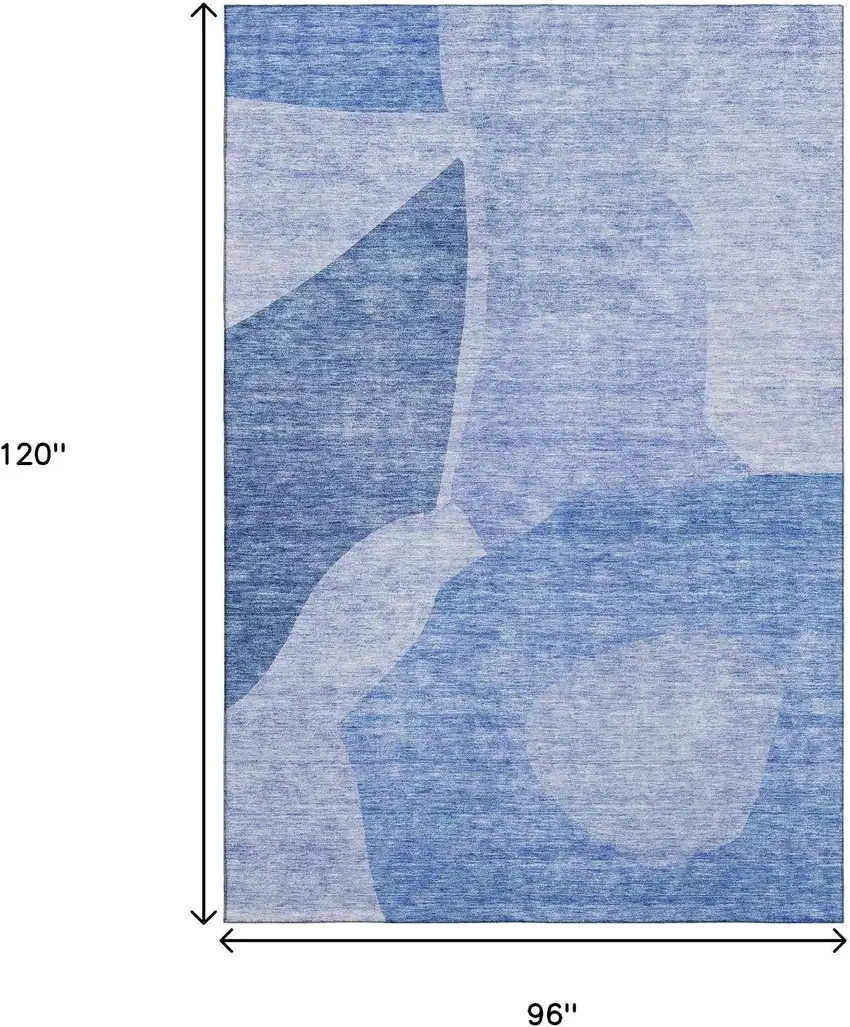 Navy Blue And Ivory Abstract Washable Area Rug With UV Protection Photo 9