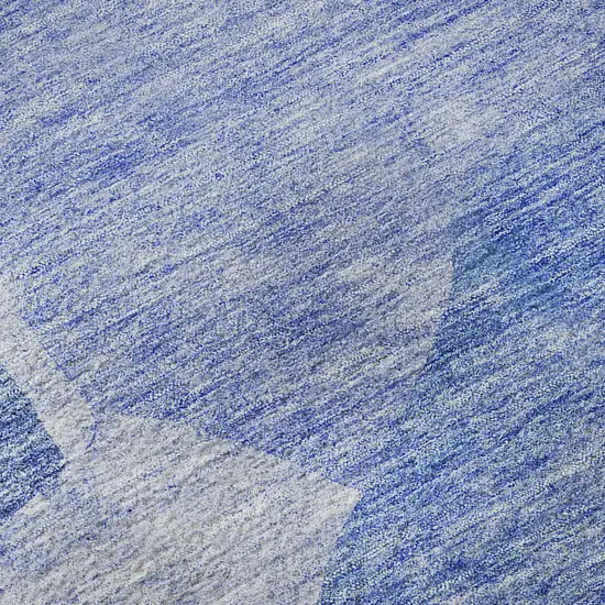 Navy Blue And Ivory Abstract Washable Area Rug With UV Protection Photo 9