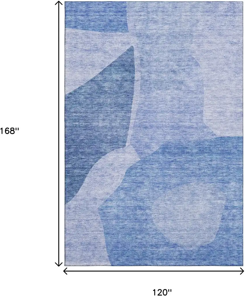 Navy Blue And Ivory Abstract Washable Area Rug With UV Protection Photo 3