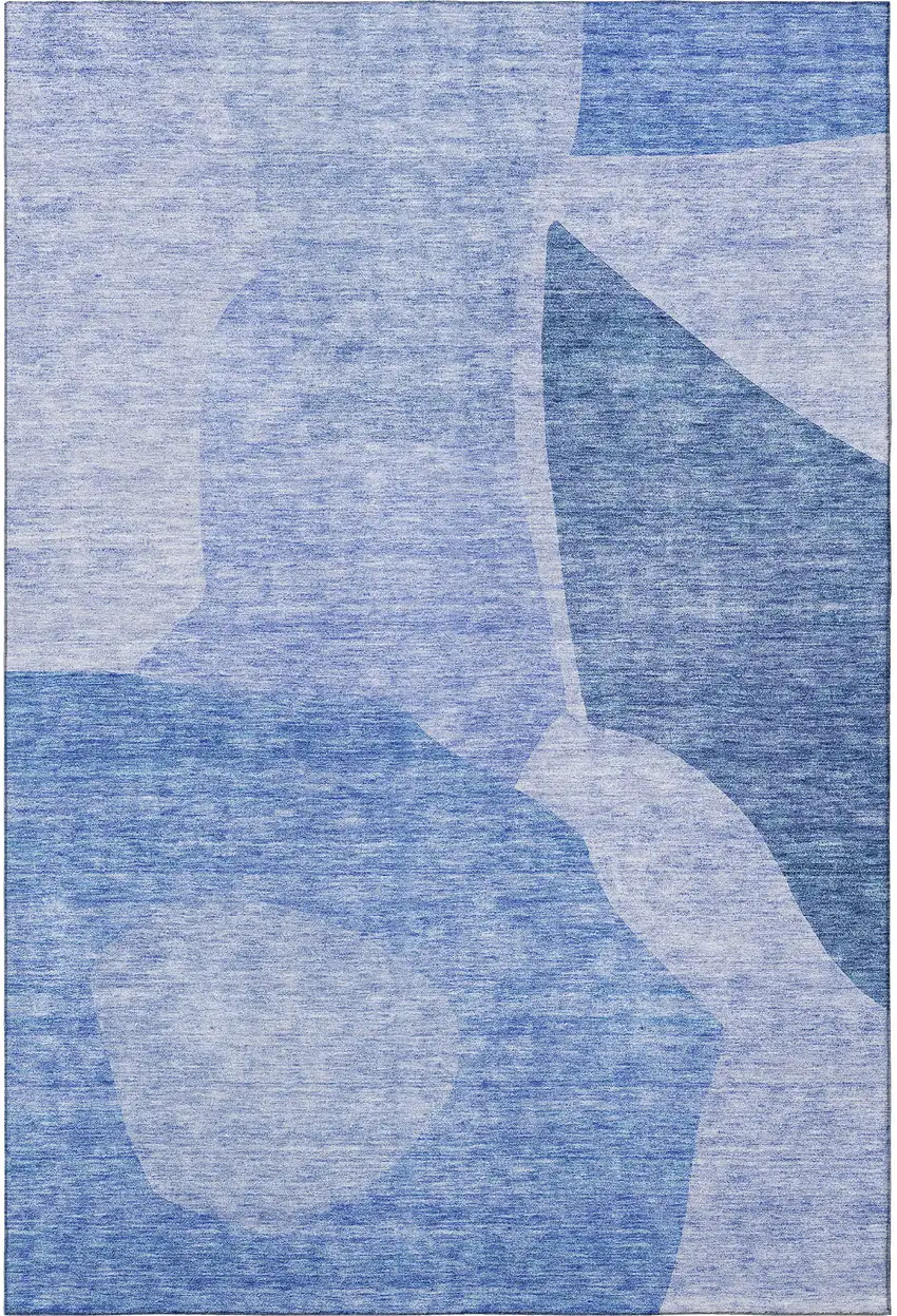 Navy Blue And Ivory Abstract Washable Area Rug With UV Protection Photo 3