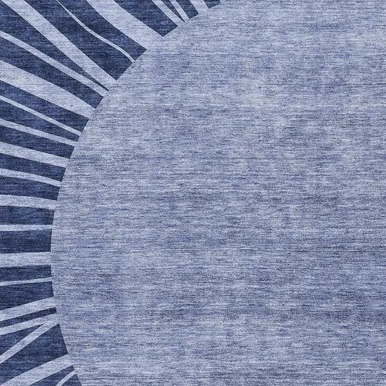 Navy Blue And Ivory Abstract Washable Area Rug With UV Protection Photo 2