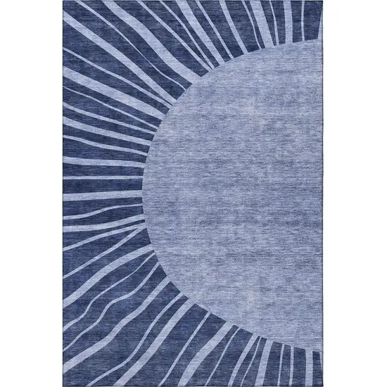 Navy Blue And Ivory Abstract Washable Area Rug With UV Protection Photo 3