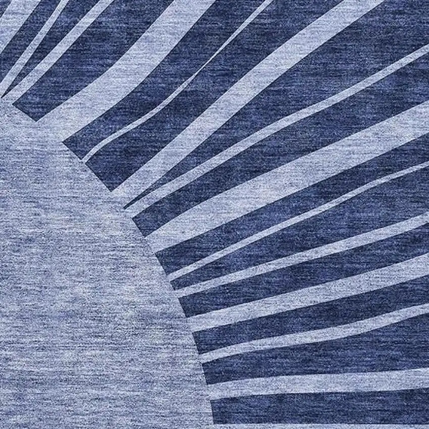 Navy Blue And Ivory Abstract Washable Area Rug With UV Protection Photo 4