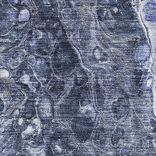 Navy Blue And Ivory Abstract Washable Area Rug With UV Protection Photo 2