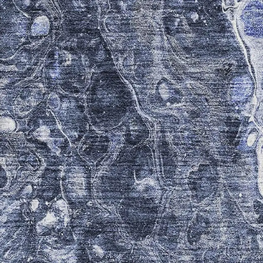 Navy Blue And Ivory Abstract Washable Area Rug With UV Protection Photo 2