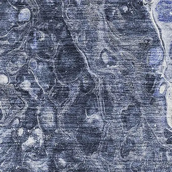 Navy Blue And Ivory Abstract Washable Area Rug With UV Protection Photo 2
