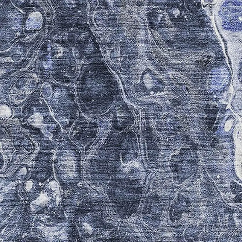 Navy Blue And Ivory Abstract Washable Area Rug With UV Protection Photo 2