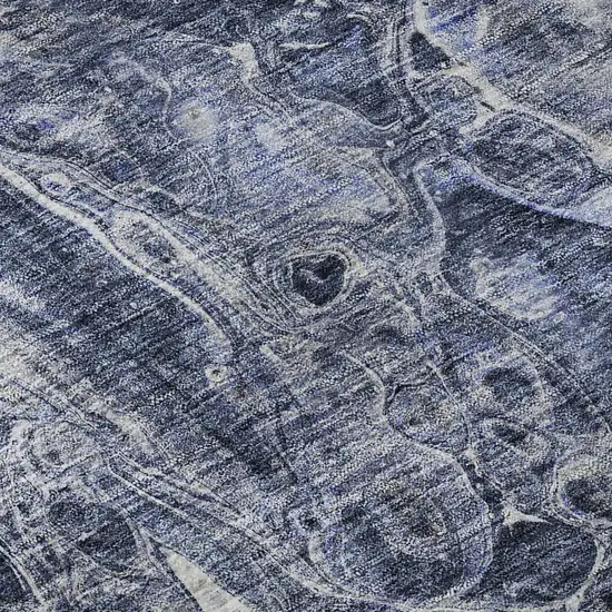 Navy Blue And Ivory Abstract Washable Area Rug With UV Protection Photo 8